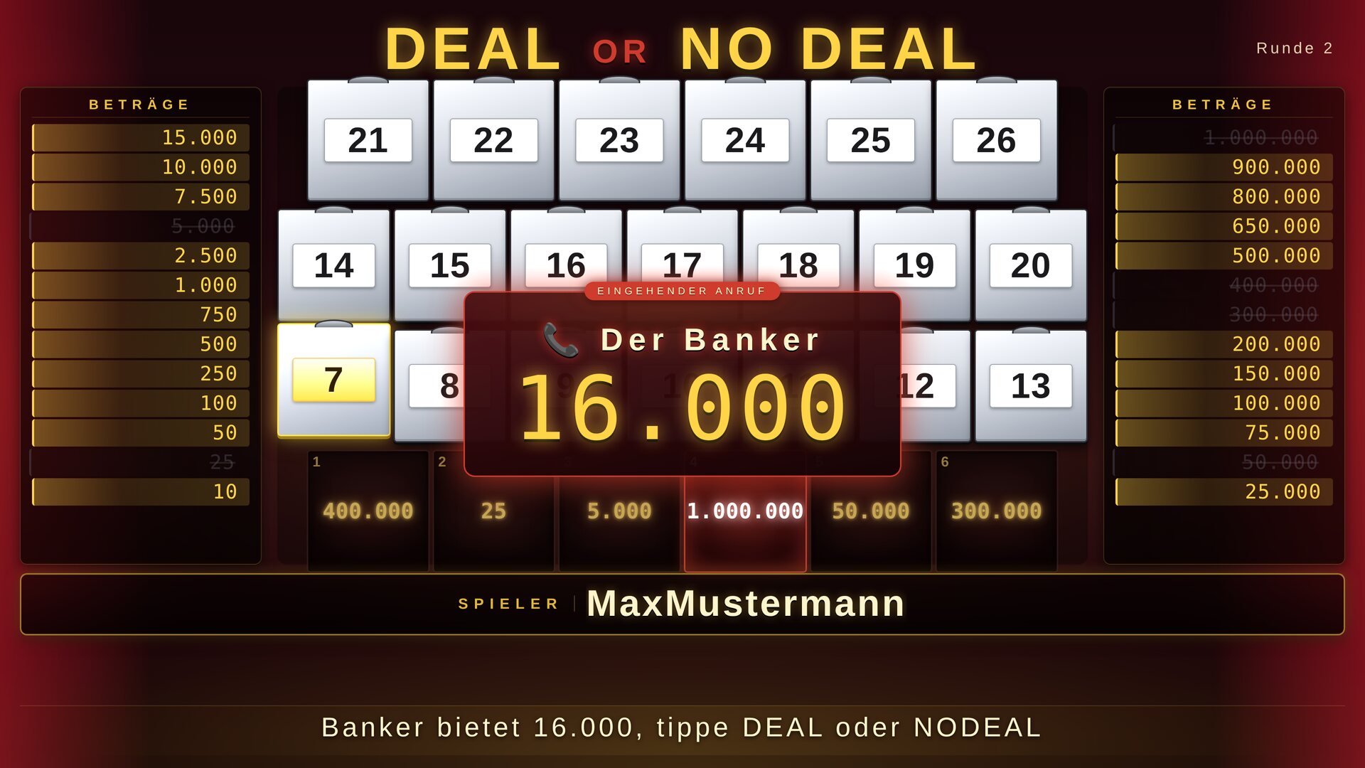 Deal or No Deal Twitch Overlay