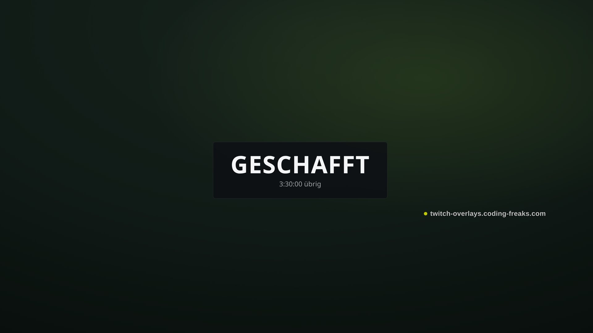 Win Challenge Overlay am Ende: große Endkarte GESCHAFFT mit 3:30:00 übrig, alle sieben Pflichtaufgaben abgehakt.