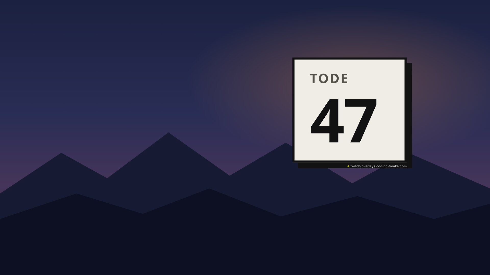 Death counter in the card look: a light card titled Tode with the number 47 over a game scene Death counter in the card look: a light card titled Tode with the number 47 over a game scene